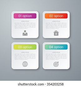 Vector illustration of four square infographics.
