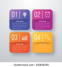 Vector illustration of four square infographics. Stock vector