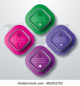 Vector illustration of four square infographics. Stock vector