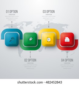 Vector illustration of four square infographics. Stock vector