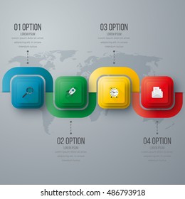 Vector illustration of four square infographics. Stock vector