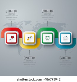 Vector illustration of four square infographics. Stock vector