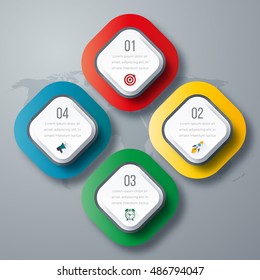 Vector illustration of four square infographics. Stock vector