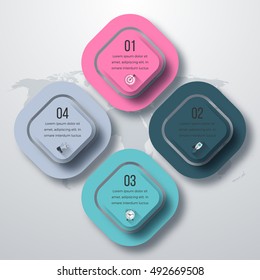 Vector illustration of four square infographics. Stock vector