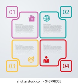 Vector illustration of four squares linear infographics