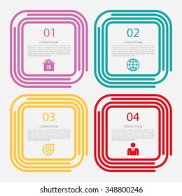 Vector illustration of four squares linear infographics