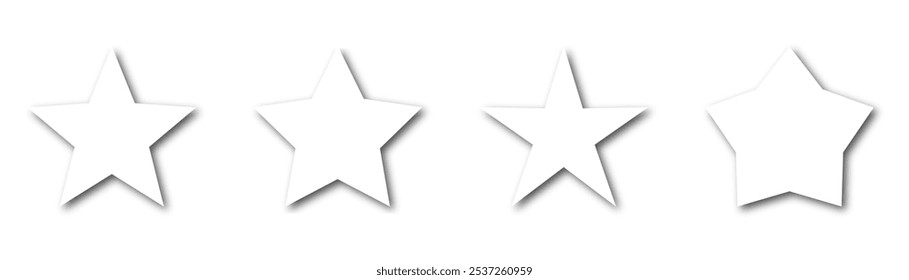 Vector illustration of four star cutouts with subtle shadow effects, suitable for rating systems, awards, or decorative designs.