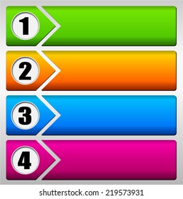 Vector illustration of four steps colorful design buttons
