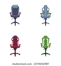 Vector illustration of four stylish office chairs, ideal for modern workplace design