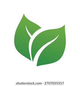 Ilustración vectorial de cuatro hojas estilizadas en verde