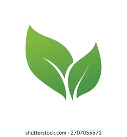 Ilustración vectorial de cuatro hojas estilizadas en verde