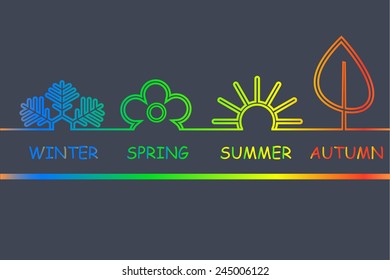 Vector illustration of four symbols of the seasons