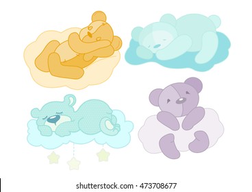 Vector illustration of a four teddy bear set