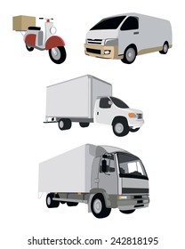 Vector illustration of a four vehicle set