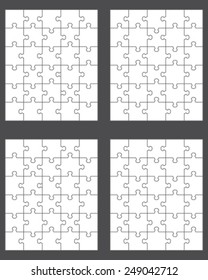 Vector illustration of four white puzzles 2, separate pieces