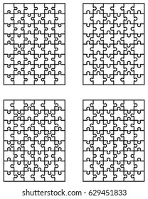 Vector illustration of four white puzzles, separate parts