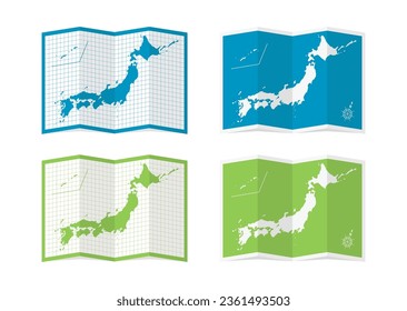Vector illustration of four-fold Japan map