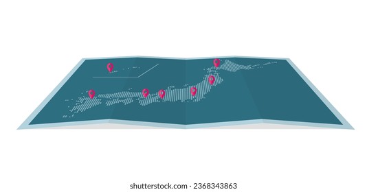 Ilustración vectorial del mapa de Japón cuádruple ( patrón de puntos )