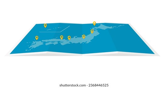 Ilustración vectorial del mapa de Japón cuádruple ( patrón de puntos )