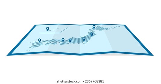 Vector illustration of four-fold Japan map ( dot pattern )