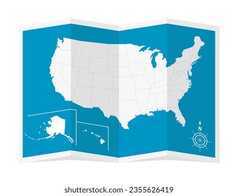 Vector illustration of a four-fold USA map