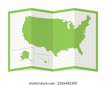 Vector illustration of a four-fold USA map