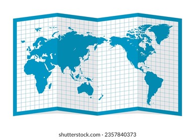 Vector illustration of four-fold world map