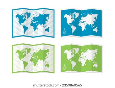 Ilustración vectorial del mapa mundial de cuatro veces