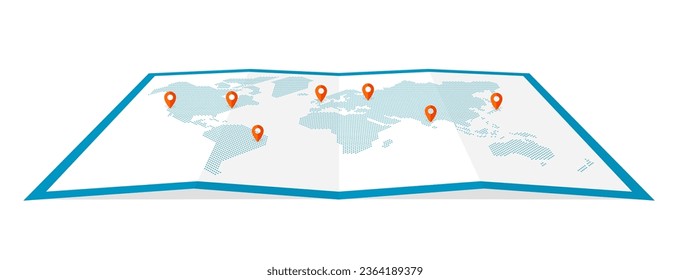 Ilustración vectorial del mapa del mundo en cuatro ocasiones ( dibujado con puntos circulares )