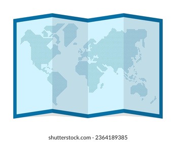 Vector illustration of four-fold world map ( drawn with circular dots )
