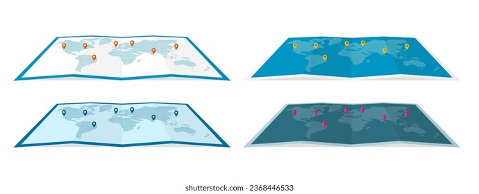 Vektorgrafik einer vierfachen Weltkarte ( mit kreisförmigen Punkten gezeichnet )