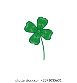 Vector illustration of four-leaf clover. St. Patrick's Day.