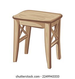 vector illustration of a four-legged wooden stool on a white background. interior component vector illustration