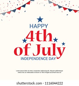 Vector illustration of Fourth of July. 4th of July holiday banner. USA Independence Day banner.