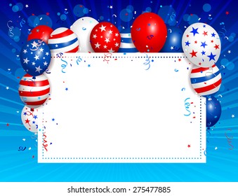 Vector illustration of Fourth of july background. Used transparency and blending mode. Objects are layered.