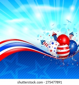 Vector illustration of Fourth of july background. Used transparency and blending mode. Objects are layered.