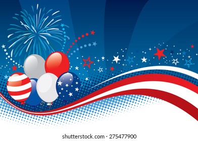 Vector illustration of Fourth of july background. Objects are layered.