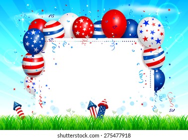 Vector illustration of Fourth of july background. Used transparency and blending mode. Objects are layered.