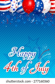 Vector illustration of Fourth of july background. Used transparency and blending mode. Objects are layered.