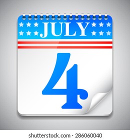 Vector illustration of fourth july USA independence day calendar