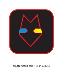 ilustración vectorial del animal de zorro, icono simple, sobre fondo negro