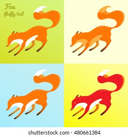 Vector illustration of a fox in different colors