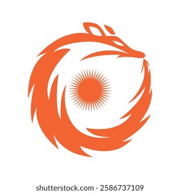 vector illustration of a fox fire circle