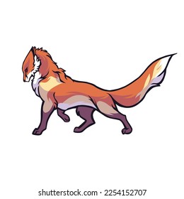 vector illustration of a fox with a fire spirit vector