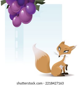vector illustration of the fox and the  grapes