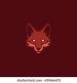 Vector illustration of fox head logo design template. flat style
