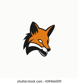 Vector illustration of fox head logo design template. flat style