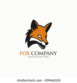 Vector illustration of fox head logo design template. flat style