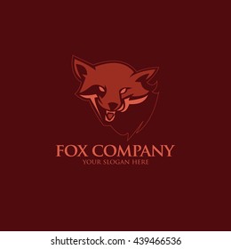 Vector illustration of fox head logo design template. flat style