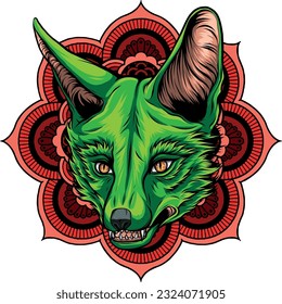 vector illustration of Fox head mascot on white background